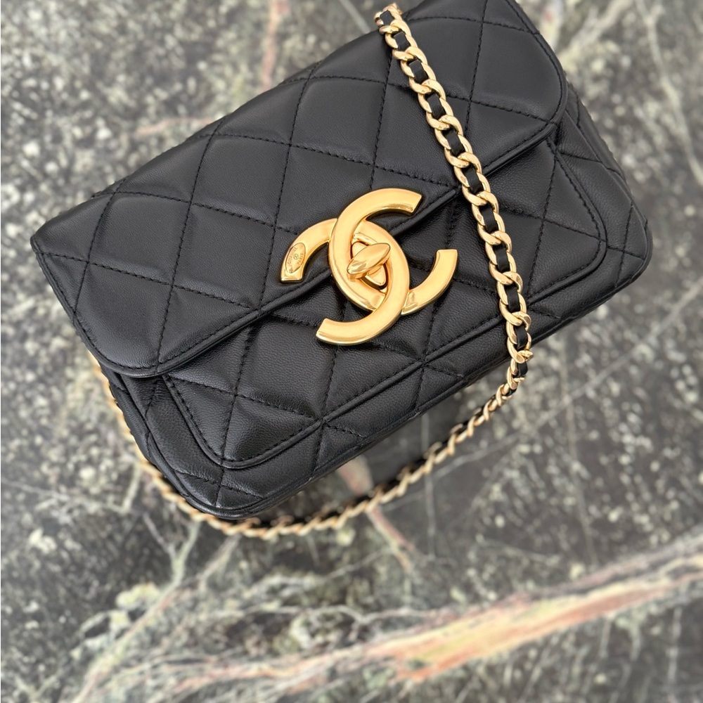 CHANEL Black Quilted Crossbody with Gold Chain (brand new) - Picture 2 of 10